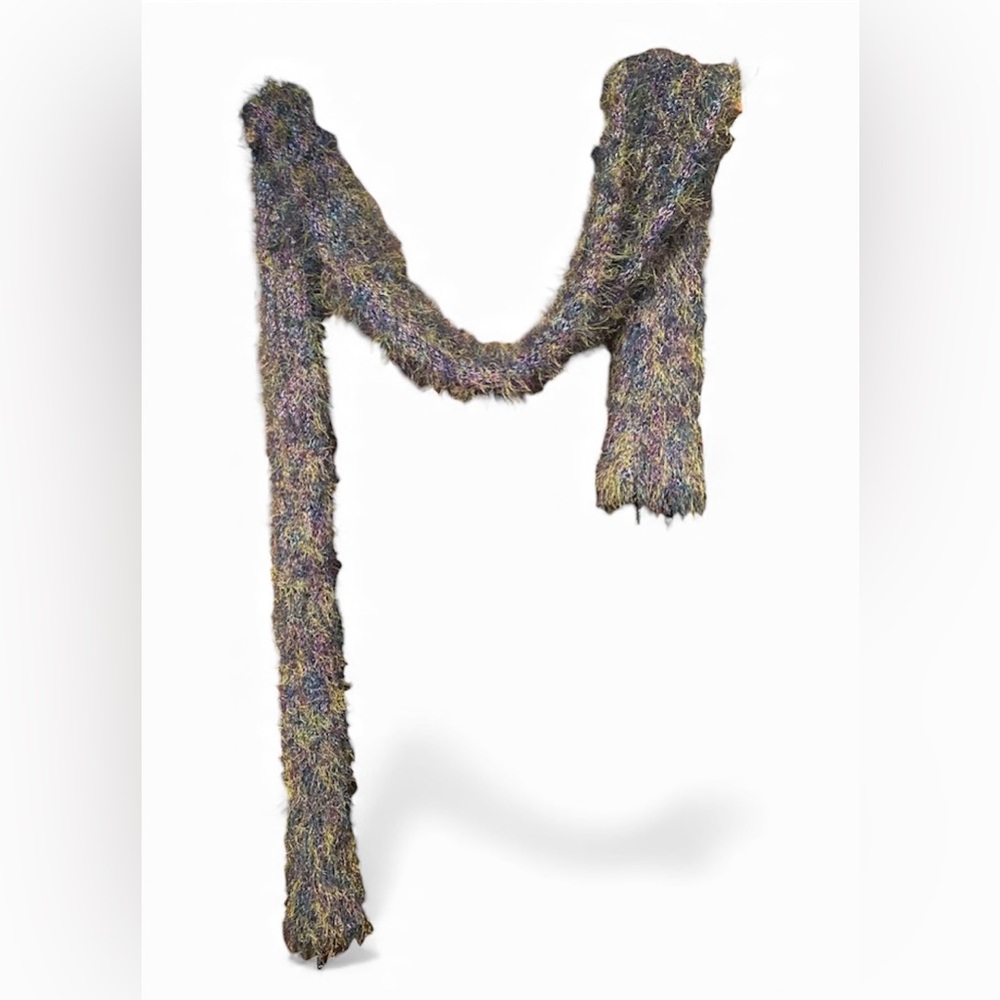 Elegant Multicolor HandKnit Eyelash Yarn Scarf